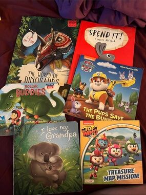 Kids book bundle- pop up books, world of dinosaurs book, and others